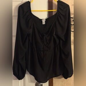 Rue21 Black Puff Sleeve Tie Front Blouse